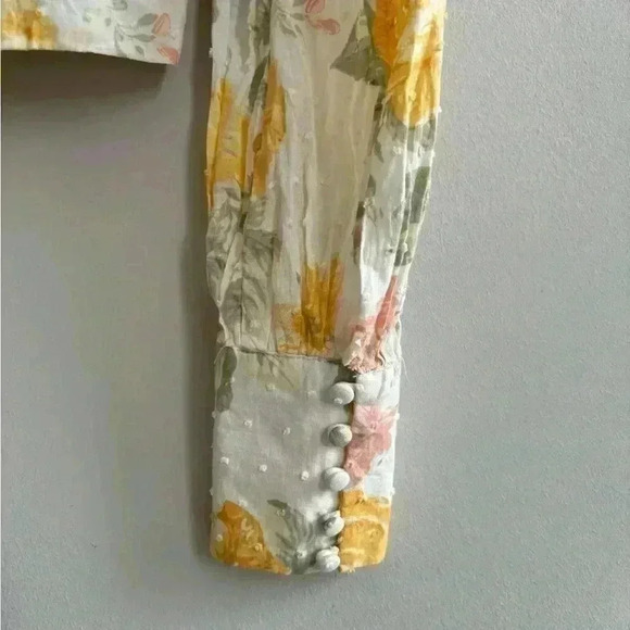 WAYF Long Sleeve Tie Front Floral Crop Top - Picture 5 of 6